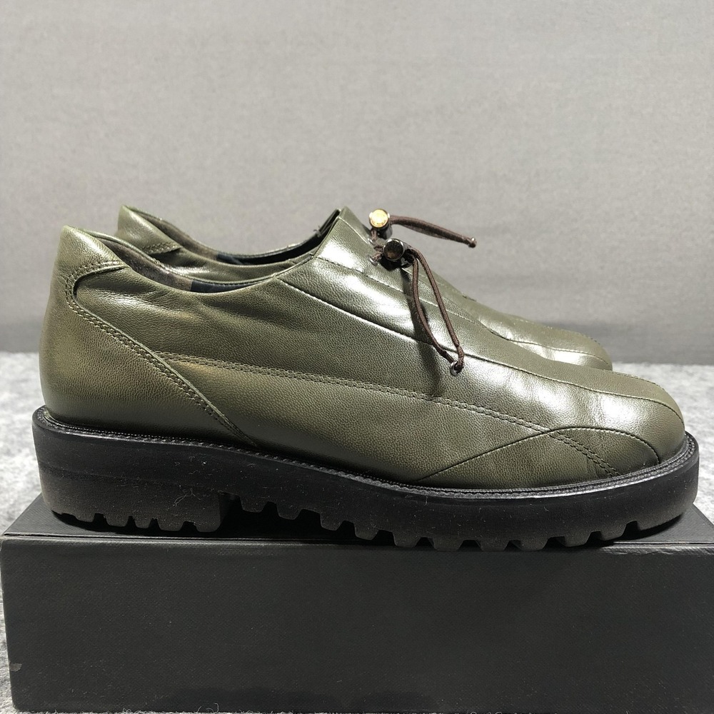 Paul Green Shoes Womens Size 7.5 Green Leather Lace Up Oxford Vibram Comfort - Picture 8 of 16